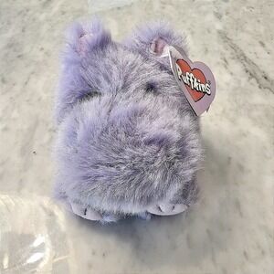1997 VTG Swibco Puffkins 6627 HENRIETTA Hippo with‎ Tag Purple Plush Toy Clean